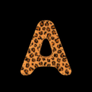 3D Rendering Creative Illustration Leopard Print Furry Letter A