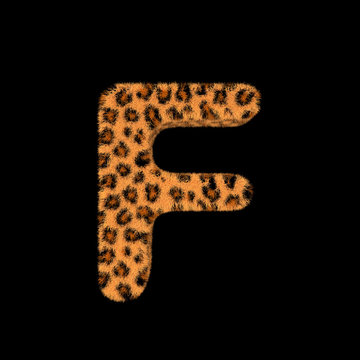 3D Rendering Creative Illustration Leopard Print Furry Letter F