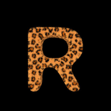3D Rendering Creative Illustration Leopard Print Furry Letter R