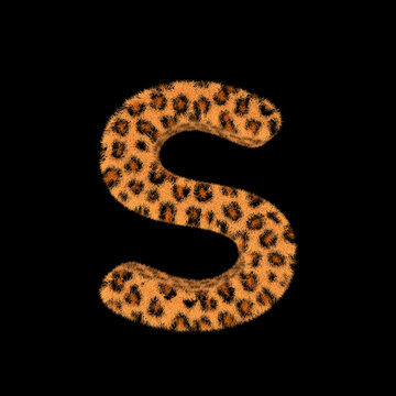 3D Rendering Creative Illustration Leopard Print Furry Letter S