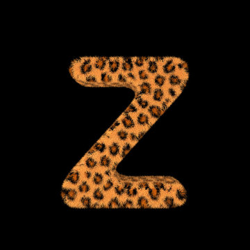 3D Rendering Creative Illustration Leopard Print Furry Letter Z