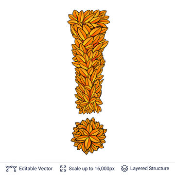 Exclamation sign of autumn leaves.