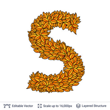 Letter S sign of autumn leaves.
