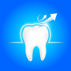 Human tooth protected from bacteria by barrier protection. Dental care concept illustration.