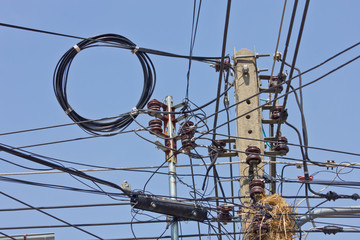 Cables on the pole