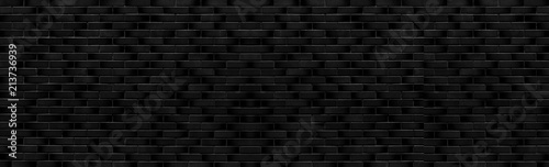 Fototapeta Panorama of Black modern stone wall pattern and background