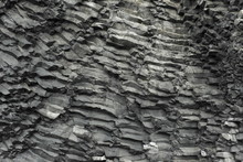The Texture Of The Basalt Stone On The Black Beach In Iceland
