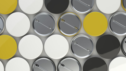 Wall Mural - Blank black, white and yellow badges on white background