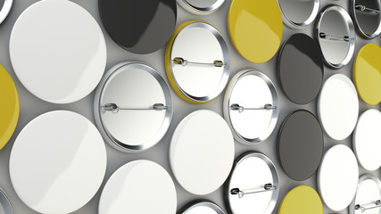 Wall Mural - Blank black, white and yellow badges on white background