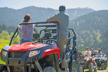 man riding atv vehicle on off road track ,people outdoor sport activitiies theme