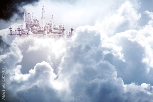 Naklejki Zamek  bajeczne-zaginione-miasto-na-pieknym-niebie-z-burzowymi-cumulonimbusami