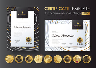 certificate template with luxury pattern,diploma,vector illustration and vector luxury premium badge