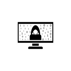 Poster - hacker on the computer icon. Element of cybersecurity icon for mobile concept and web apps. Glyph style hacker on the computer icon can be used for web and mobile