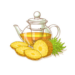 Poster - pineapple tea illustration