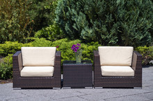 Outdoor Furniture Group Rattan Armchairs And Table