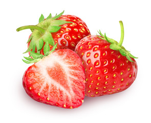 Wall Mural - Strawberries isolated on white.