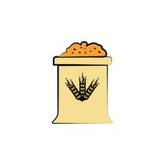 Poster - bag of barley colored sketch style icon. element of beer icon for mobile concept and web apps. hand 