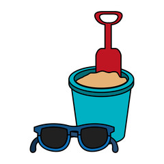 Sticker - sand bucket with sunglasses