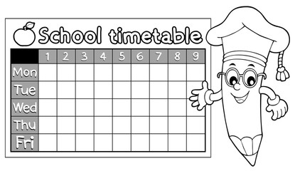 Wall Mural - Coloring book timetable topic 7