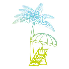 Wall Mural - tree palms with beach chair and umbrella