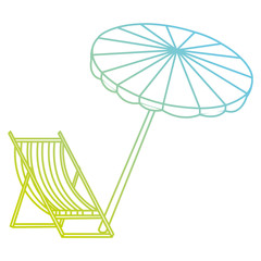 Sticker - wooden beach chair with umbrella