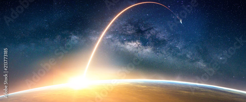 Landscape with Milky way galaxy Wallpaper Mural