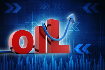 Poster - 3D rendering oil text with graph
