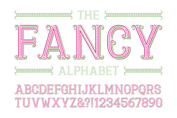 Fototapete - Fancy alphabet with numbers in fashionable festive style.