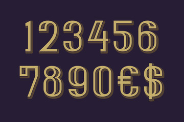 Leinwandbilder - Vector numbers with dollar and euro symbols in artdeco style.