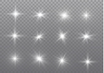 white sparks glitter special light effect. vector sparkles on transparent background. christmas abst