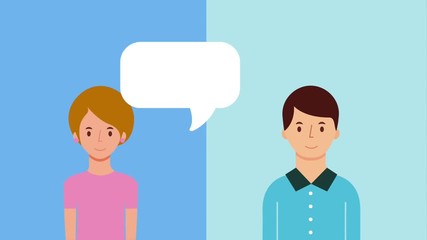 Poster - woman and man talking conversation speech bubble animation hd