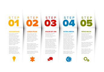 Poster - vector progress five steps template