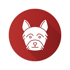 Yorkshire Terrier flat design long shadow glyph icon