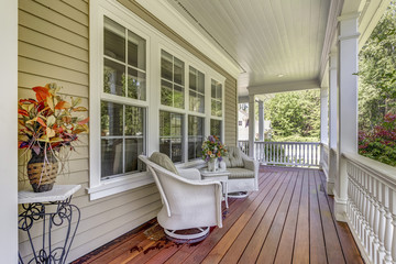 Large country home with wrap-around deck.