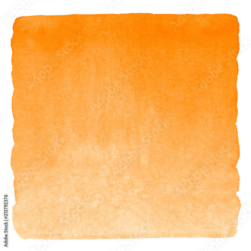 Orange watercolor square gradient fill with uneven edges. Watercolour stains ...