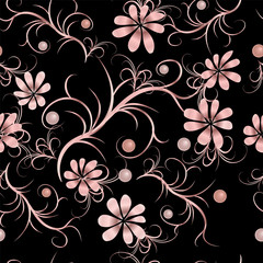 Wall Mural - Floral pattern with pink flowers. Seamless vintage background