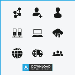 Poster - Collection of 9 network filled icons