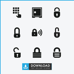 Poster - Collection of 9 password filled icons
