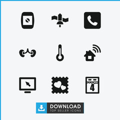 Poster - Collection of 9 technology filled icons