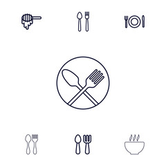 Poster - Collection of 7 spoon outline icons