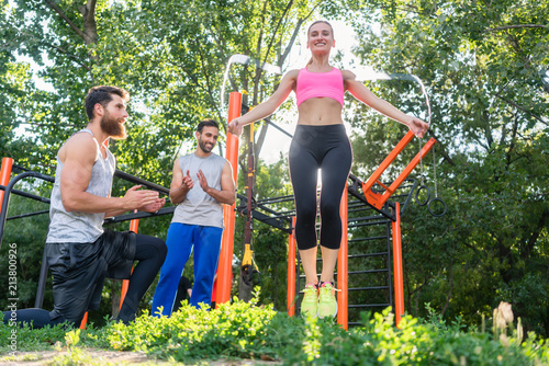 Low Angle View Of A Beautiful Young Woman Jumping Rope In Low Angle View Of A Beautiful Young Woman Jumping Rope In