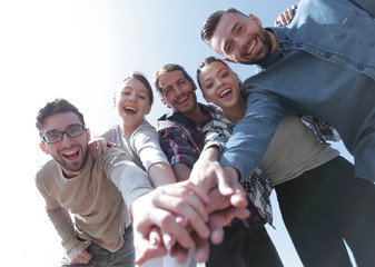 Canvas Print - creative team,with hands clasped together