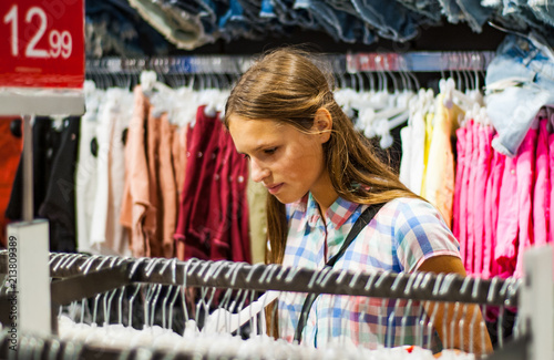 teenage girl shopping stores
