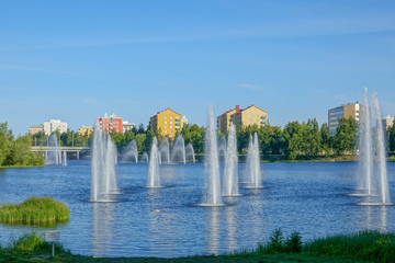 Canvas Print - Fountains of Oulu river