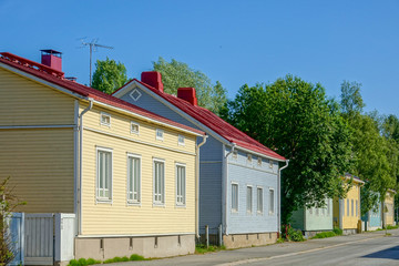 Canvas Print - Wooden housing in Raksila, Oulu, Finland