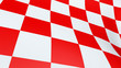 Close up of Croatian red and white check board waving flag