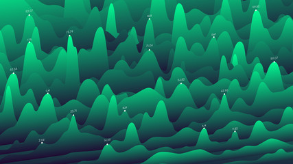 Vector chart of financial wave statistics, Layered curve business presentations