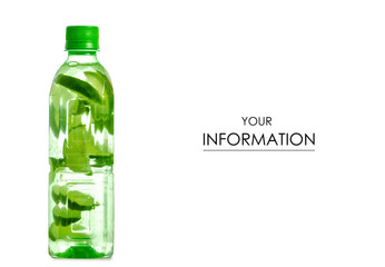  The bottle of water with lime pattern on white background isolation