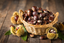 Fresh Chestnuts In The Basket 