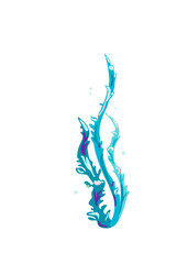 Underwater seaweed. Aquatic marine algae plant. Vector illustration